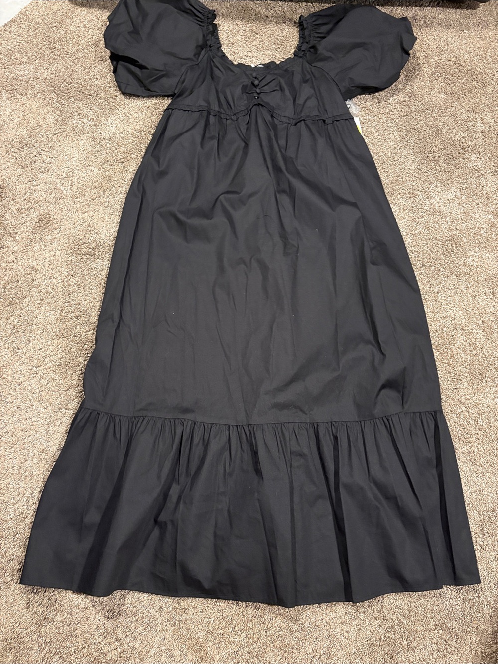 Jessica Simpson Sweetheart neck Black Puff-Sleeve Maxi Dress - size L